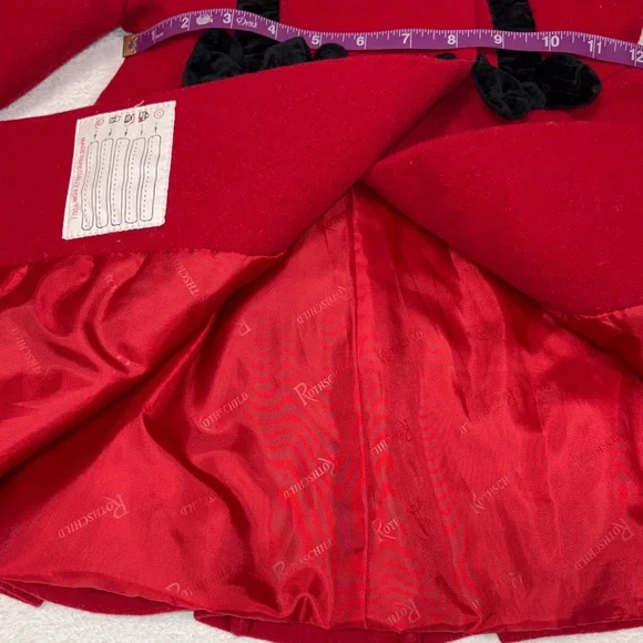 Rothschild Red wool Black velvet girls dress Coat 2t - Picture 5 of 8